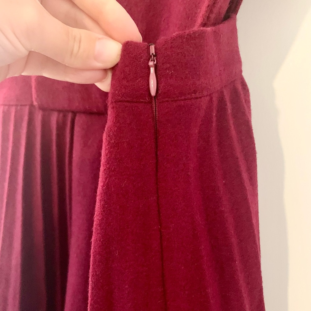 MOVING SALE | Women’s Urban Outfitters Pleated Burgundy Wool Jumper, Size M - Picture 2 of 3
